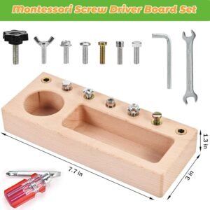 Wooderma Montessori Screwdriver Board Set, Wooden Montessori Toys for 3 4 5 Year Old, Toddler Screwdriver Toy, Kids Tool Set, Preschool Learning Sensory Toy, Fine Motor Skills Toys - Image 3