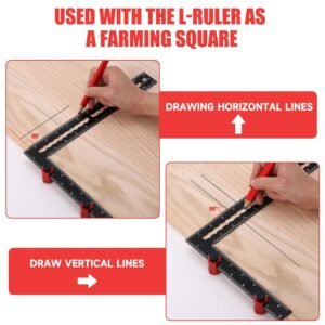 Stair Gauge with Anti-Drop Holder & Carabiner, Tall Aluminum Alloy Stair Gauges for Framing Square, Attachment Tool and Guide for Circular Saw, Red 15 Stair Gauge with Anti-Drop Holder & Carabiner, Tall Aluminum Alloy Stair Gauges for Framing Square, Attachment Tool and Guide for Circular Saw, Red - Image 5