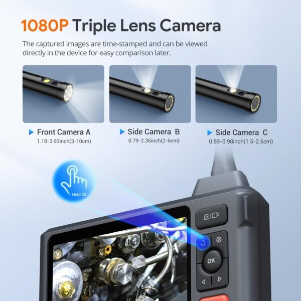 Triple Lens Endoscope Camera with Light with 50FT Semi-Rigid Cable, DEPSTECH 5" IPS Screen Sewer Inspection Camera, 1080P Industrial Borescope, Split Screen, Waterproof Drain Pipe Tool, Carrying Case 5 71bV611rCvL. SL1500