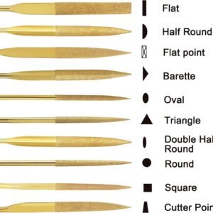 10 PCS Diamond Needle File Set (3×140mm) 150 Grit Titanium Coated Mini Metal Files Flat Square Triangle Half Round Oval for Precision Metal File Work Miniature DIY Jewelers/Glass/Ceramic - Image 4