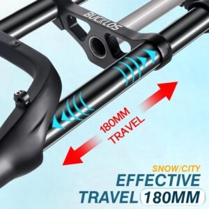 BUCKLOS 20 inch 4.0 Fat Tire Bike Suspension Fork, 180mm Travel 135mm Spacing Hub 9mm QR Ebike Oil MTB Fat Fork, Double Crown 1-1/8 Straight Electric Bicycle Front Fork, Snow Beach Mountain Bike - Image 5