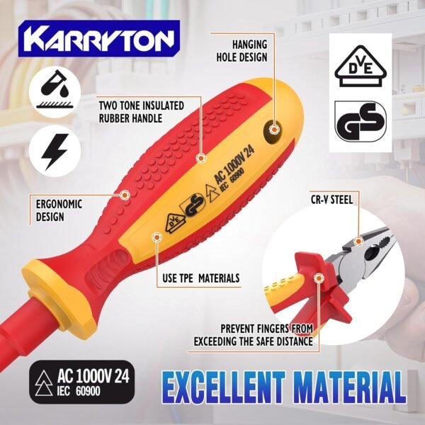 14PC 1000V Insulated Electrician Tool Set,VDE Certified Electrical Tools Kit with Pliers, Screwdrivers, Voltage Tester,w/All-in-One Bag, Ideal for Home and Industrial Electrical Repair 3 71ckeuBVM4L. AC SL1500