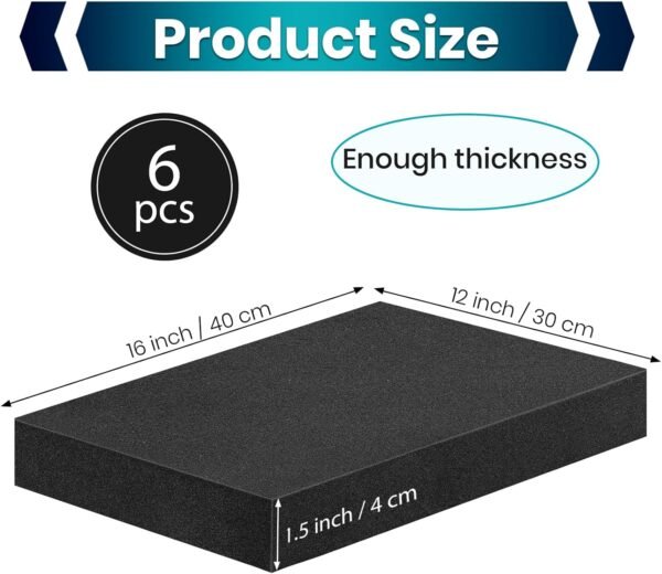 6 Pcs 16 x 12 x 1.5 Inches Polyurethane Foam - Packing Foam Inserts for Cases Black Craft Foam Sheets for Packing Padding 1.5 Inch Thick for Camera Toolbox Storage 3 71dxNe0yp3L. AC SL1500