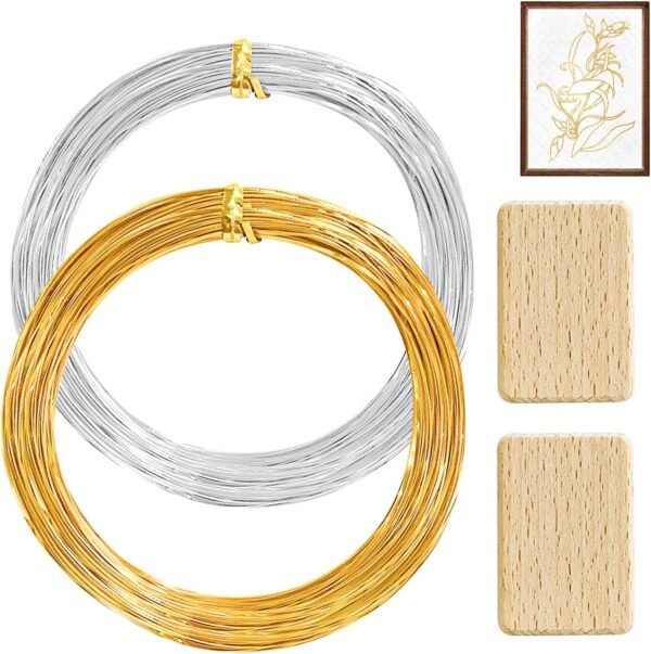 WINUSD Cloisonne Wire 20m Gold & Silver (1x0.3mm) | Jewelry Making Tools Kit with 2 Wire Straightening Boards for DIY Metalwork, Home Decor, Crafting Gifts, Artisan Supplies & Beginners/Professionals 2 71fhULwZMhL. AC SL1500