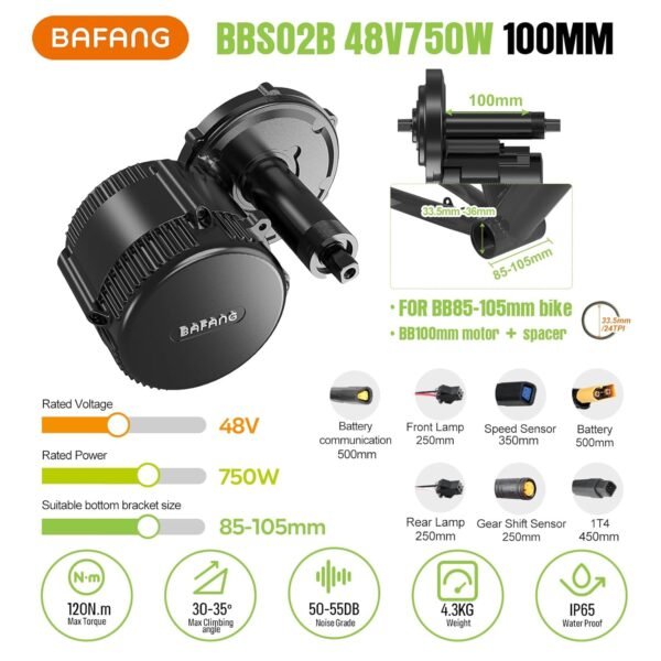 BAFANG BBS02B 48V 750W 100MM Mid Drive Kit with Battery(Optional),Ebike Motor with LCD Display 8fun Mid Drive Electric Bike Conversion Kit for 100MM Bottom Bracket Fat Tire Bike,Snow Bike 4 71glYn9XnsL. SL1500