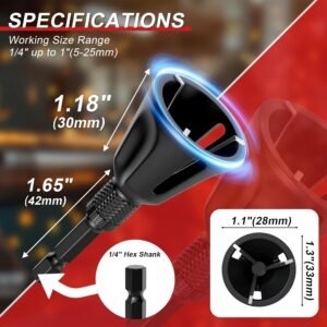 2-Pack Deburring External Chamfer Tool with Tungsten Carbide Blades, Bolt Thread Repair & Burr Removal for Metal, PVC, Wood, 3D Printing - 1/8"-1" (3-25mm) - Quick-Release 1/4" Hex Shank - Image 5