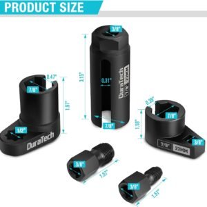DURATECH 5PCS O2 Oxygen Sensor Socket Thread Chaser Set, 3/8" 1/2" Drive x 7/8" 22mm Oxygen Sensor Remover O2 Sensor Removal Tool Kit - Image 3