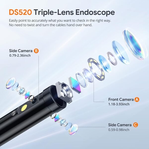Triple Lens Endoscope Camera with Light with 50FT Semi-Rigid Cable, DEPSTECH 5" IPS Screen Sewer Inspection Camera, 1080P Industrial Borescope, Split Screen, Waterproof Drain Pipe Tool, Carrying Case 4 71heXXI7KFL. SL1500