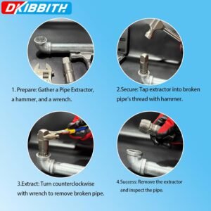 Pipe Extractor Set, 6-Piece Heavy Duty Steel Broken Pipe Extractors for Removing Damaged Threaded Pipes & Fittings from 1/8" to 1", with Durable Storage Case, Ideal Tools for Plumbers Mechanics DIY - Image 4