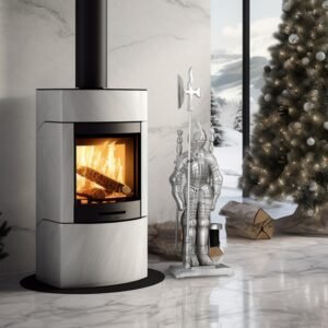 Lizh Metalwork Medieval Knight Fireplace Tools Set,Heavy Duty Fireplace Accessories,Cast Iron Knights Templars Fireplace Tools,Teutonic Knights Fireplace Decor,Silver - Image 6