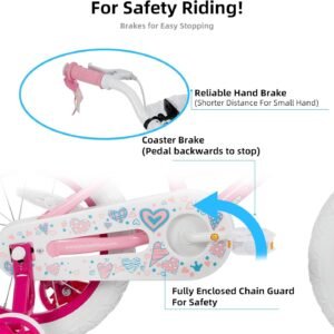 JOYSTAR Angel Girls Bike for Toddlers and Kids Ages 2-13 Years Old, 12 14 16 18 20 Inch Kids Bike with Training Wheels & Basket, 20 24 Inch Girls Bicycle with Handbrake & Kickstand - Image 4