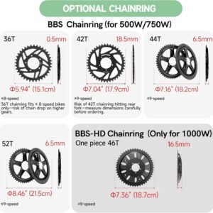 BAFANG 500/750/1000W Mid Drive Kit - 36V/48V/52V BBS02B CAN Bus Electric Bike Conversion Kit Ebike Conversion Kit for 68-73/100/120MM Mountain Bike Road Bike with Ebike Display & Battery (Optional) - Image 5