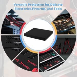 Part Foam Insert - Polyurethane Pluck Pre Cube Sheet Foam with Bottom Use for Boxes Cases Padding Camera, Tool Box，Board Game Box (4pcs, 16x12x2 in) - Image 8