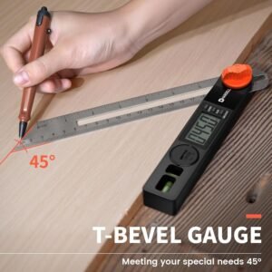 HARDELL Digital Angle Finder, 8 inch 230mm T-Bevel Protractor Ruler, Horizontal Vertical Bubble levels with Large LED Screen, 0-338 Degree Angle Measuring Tool, Suitable for Carpenters, Woodworkers - Image 6