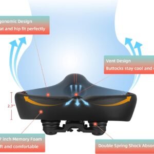 Oversized Bike Seat for Peloton Bike & Bike+, Comfort Seat Cushion Compatible with Peloton, Road or Exercise Bikes, Bicycle Wide Saddle Replacement for Men & Women, Accessories for Peloton - Image 3