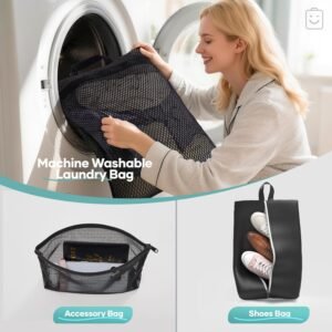 Veken 9/11 Set Compression Packing Cubes for Travel Essentials,Compressible Expandable Large Luggage Suitcase Organizer Bags for Clothing,Durable Space Saver Storage Bags with Toiletry Bags(Black) 18 Veken 9/11 Set Compression Packing Cubes for Travel Essentials,Compressible Expandable Large Luggage Suitcase Organizer Bags for Clothing,Durable Space Saver Storage Bags with Toiletry Bags(Black) - Image 8