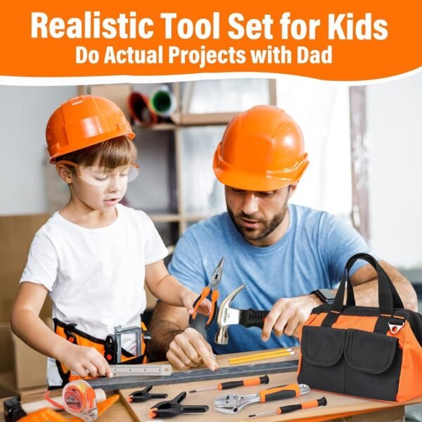 27-Piece Orange Kids Tool Set with Tool Storage Bag, Real Hand Tool Kit for Boys & Girls, Children Learning Tools for DIY Building, Woodworking and Construction, 6+ Years Old Birthday 3 71mHoN2uwyL. AC SL1500