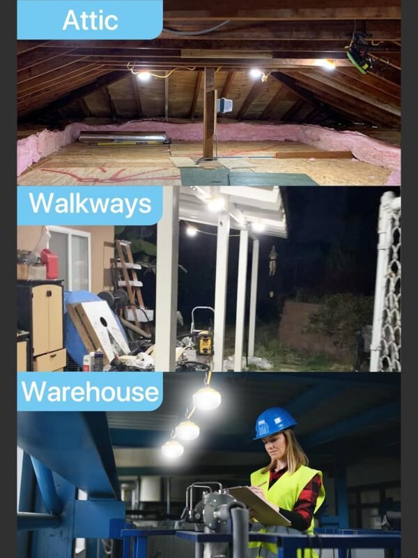 HYPERLITE Construction String Lights: 50FT 5 Bulbs Work Lights with Climbing Hooks - IP65 Waterproof Linkable LED Industrial Temporary Lighting for Construction Sites Attic Crawlspace Renovation 8 71meXlfhIhL. AC SL1500