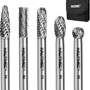 HAUTMEC Tungsten Carbide Rotary Burr Bit Set– 1/4" Shank with Portable Storage Bag, Double Cut Tungsten Rotary File for Die Grinder, Suit for Metal Carving, Grinding, Engraving & Deburring - HT0453 - Image 2