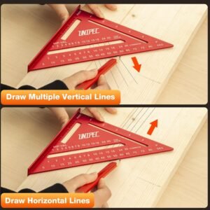 7" Aluminum Rafter Square with Carpenter Pencils, Heavy-Duty Alloy Triangle Ruler & Protractor for Woodworking, Carpentry, Framing & Layout Measurements - Image 6