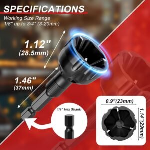 2-Pack Deburring External Chamfer Tool with Tungsten Carbide Blades, Bolt Thread Repair & Burr Removal for Metal, PVC, Wood, 3D Printing - 1/8"-1" (3-25mm) - Quick-Release 1/4" Hex Shank - Image 4