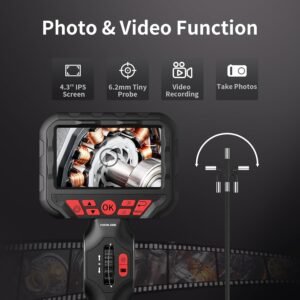 NIDAGE Two-Way Articulating Borescope with Light Industrial Endoscope for Engine Inspection 0.24in Articulated Snake Camera Flexible Fiberscope Tool for Automotive Aircraft Mechanics, 5.2FT - Image 7