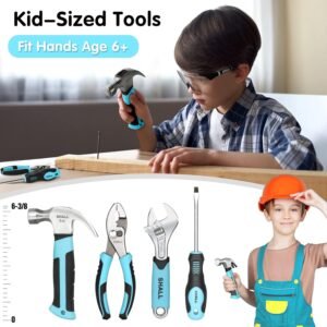 SHALL 26-Piece Kids Size Tool Set, Real Tools Kit for Kids with 12" Tool Bag, Safety Certified Children Learning Tool Set with Hand Tools for Boys & Girls Age 6+, DIY Building, Woodwork & Construction - Image 4