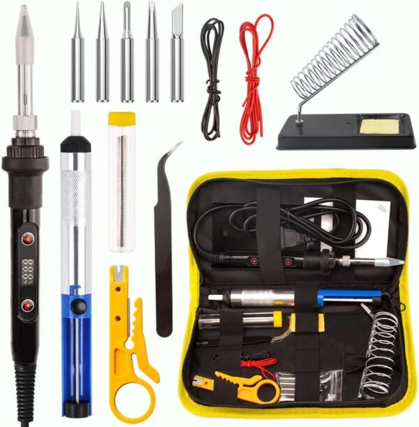 WellerMan Soldering Iron Kit 80W – LCD Digital Adjustable Temperature Soldering Tool Set with 5 Precision Tips, Desoldering Pump, Solder Wire, Stand for DIY, Electrical Repairs, and Metal Work 2 71rfmDsOoSL. AC SL1500