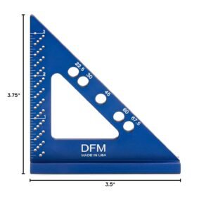 DFM Small Carpenters Work Tools w/Fixed Miter Angle Pin - Precision Woodworking - 3.5" x 3.75" Size for Pocket 1/16" Scribe Holes 5 x 1/4" Pin Holes - Made in USA - English Blue - Image 10