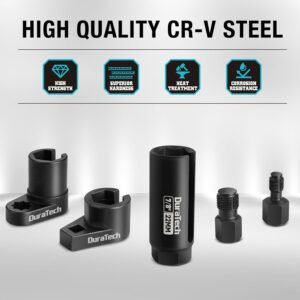 DURATECH 5PCS O2 Oxygen Sensor Socket Thread Chaser Set, 3/8" 1/2" Drive x 7/8" 22mm Oxygen Sensor Remover O2 Sensor Removal Tool Kit - Image 7