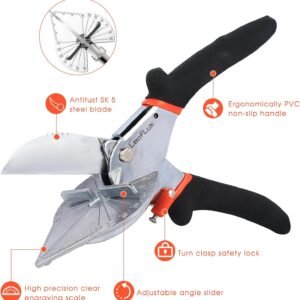 Miter Shears for Wood Trim, Adjustable 45°-135° Multi-Angle Handheld Tool, Multifunctional Trunking, Moulding Shears, Perfect for Mitre Cutting, Quarter Round, No Replacement Blade | LFXP3101S - Image 4