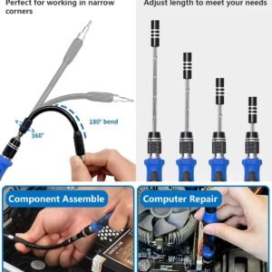 Electronics Precision Screwdriver Set 146-IN-1: Computer PC Laptop Repair Tool Kit - 123 Bits, Flexible Shaft, Extension Rod, Magnetic Mat for PC Building, iPhone, MacBook, PS5, Xbox, Switch - Image 5