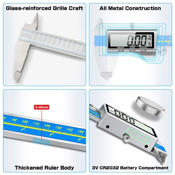 Caliper Measuring Tool Digital Caliper Industrial Quality Precision Electronic Vernier Caliper Inch/Millimeter Measurement Micrometer for Jewelry - Accuracy Ip54 Waterproof Caliper Measure Tool 3 71tCVIwCIvL. SL1200