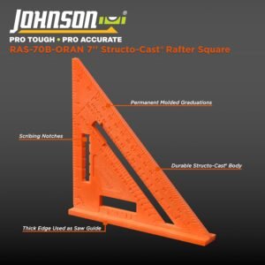 Johnson Level & Tool RAS-70B-ORAN Structo-Cast Rafter Square, 7", Orange, 1 Square - Image 5