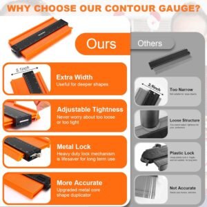 VARSK Contour Gauge Tool with Lock 5+10 Inch - Measuring Scribe Profile Tool, Christmas Gifts for Men Dad Him, Cool Gadgets Tools for Men DIY Handyman, Woodworking Tools for Measuring Flooring 16 VARSK Contour Gauge Tool with Lock 5+10 Inch - Measuring Scribe Profile Tool, Christmas Gifts for Men Dad Him, Cool Gadgets Tools for Men DIY Handyman, Woodworking Tools for Measuring Flooring - Image 7