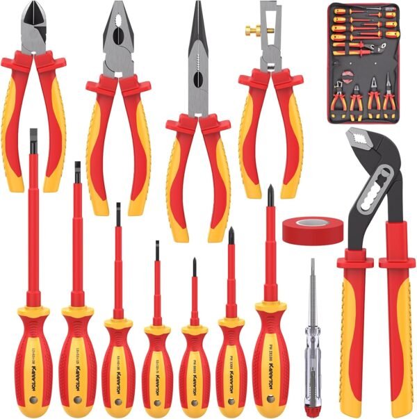 14PC 1000V Insulated Electrician Tool Set,VDE Certified Electrical Tools Kit with Pliers, Screwdrivers, Voltage Tester,w/All-in-One Bag, Ideal for Home and Industrial Electrical Repair 2 71wbe 7U3L. AC SL1500