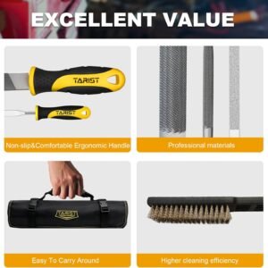 17PCS File Set with Tool Bag, Includes 4PCS Large Metal File, 12PCS Needle File and Wire Brush,Work for Metal, Wood and More - Image 6