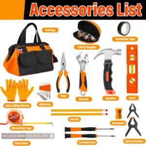 27-Piece Orange Kids Tool Set with Tool Storage Bag, Real Hand Tool Kit for Boys & Girls, Children Learning Tools for DIY Building, Woodworking and Construction, 6+ Years Old Birthday 12 27-Piece Orange Kids Tool Set with Tool Storage Bag, Real Hand Tool Kit for Boys & Girls, Children Learning Tools for DIY Building, Woodworking and Construction, 6+ Years Old Birthday - Image 4