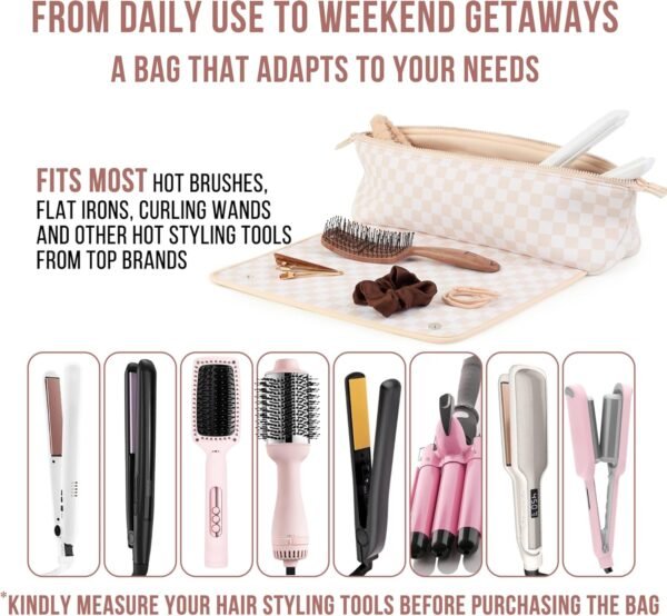 BAREFOOT CARIBOU Hair Tools Travel Bag and Heat Resistant Mat for Flat Irons, Straighteners, Curling Iron, and Haircare Accessories, 2-in-1 design, with Interior Pockets, Portable Organizer 7 81+KE6AkC8L. AC SL1500