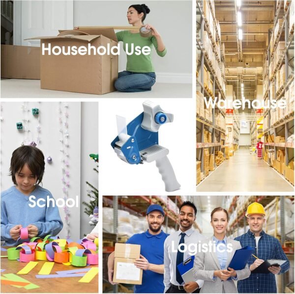 Pacific Mailer 2 Inch Tape Gun Dispenser with 2 Inch Carton Packing Tape, Lightweight Industrial Side Loading Tape Dispenser - Blue 8 81+v3FMVntL. AC SL1500