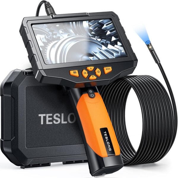 Teslong Inspection Camera, Dual Lens Borescope Camera with Light, NTS300 5" IPS Industrial Endoscope, 1080P Waterproof Flexible Mechanic Fiber Optic Snake Scope Cam for Wall Automotive Engine (16.5FT) 2 810+tddgNZL. SL1500