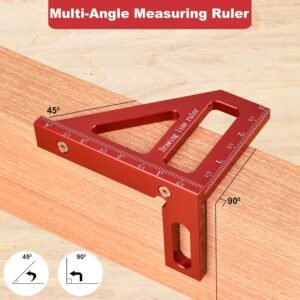 Aleric Imperial 3D Multi Angle Measuring Ruler, High Precision 45/90 Degree Woodworking Tools Aluminum Alloy Miter Triangle Ruler Measuring Tools for Engineer Carpenters - Image 5