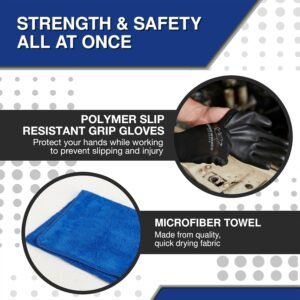 Rhino Wrench Extender Tool Bar - Extra-Long 15 Inch Wrench Extension for Maximum Leverage - Torque Multiplier with Non-Slip Gloves and Microfiber Towel - Solid Steel Tools (Extra Large) - Image 6