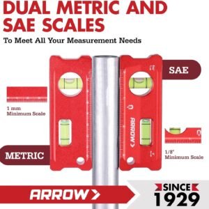 ARROW 4-Inch Torpedo Level, Small Magnetic Leveler Tool with 0°/90° Bubbles, Top-view Window, Aluminium Alloy Frame, Dual SAE and Metric Scales 15 ARROW 4-Inch Torpedo Level, Small Magnetic Leveler Tool with 0°/90° Bubbles, Top-view Window, Aluminium Alloy Frame, Dual SAE and Metric Scales - Image 5