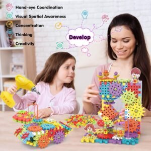 Building Toys, 234 Pieces Upgrade Gear Building Blocks Set Kids Tool Set with Electric Drill, Construction Toys STEM Kits Gifts for Kids Age 3+ - Image 5