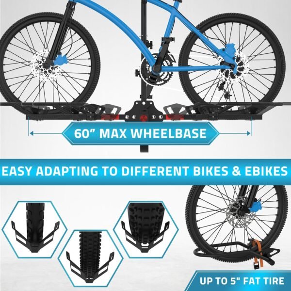 PAULINN Ebike Rack for Tow Hitch, Heavy Duty 2 Bike Folding Bicycle Car SUV Racks for E Bike,Fat Tire and Standard, 2" Hitch Receiver, 200 LBS 7 814d+g3fBgL. AC SL1500