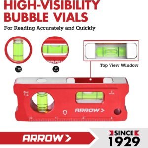 ARROW 4-Inch Torpedo Level, Small Magnetic Leveler Tool with 0°/90° Bubbles, Top-view Window, Aluminium Alloy Frame, Dual SAE and Metric Scales 17 ARROW 4-Inch Torpedo Level, Small Magnetic Leveler Tool with 0°/90° Bubbles, Top-view Window, Aluminium Alloy Frame, Dual SAE and Metric Scales - Image 7