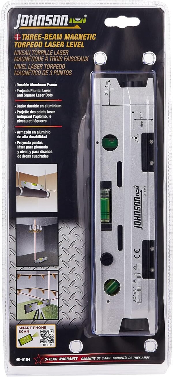 Johnson Level & Tool 40-6184 Magnetic Torpedo Laser Level, Silver & Black, 1 Laser Level 2 816sC0GzByL. AC SL1500
