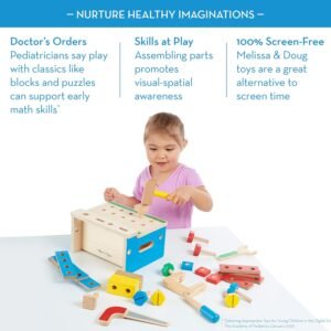 Melissa & Doug Hammer and Saw Tool Bench - Wooden Building Set (32 pcs),Multicolor,1Size - Image 4