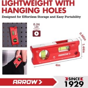 ARROW 4-Inch Torpedo Level, Small Magnetic Leveler Tool with 0°/90° Bubbles, Top-view Window, Aluminium Alloy Frame, Dual SAE and Metric Scales 16 ARROW 4-Inch Torpedo Level, Small Magnetic Leveler Tool with 0°/90° Bubbles, Top-view Window, Aluminium Alloy Frame, Dual SAE and Metric Scales - Image 6